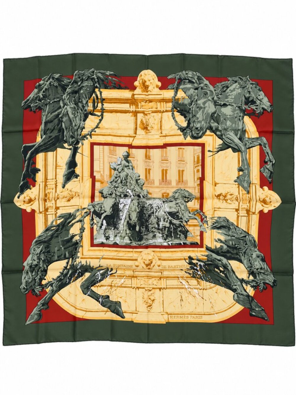 Vintage Hermès La Fontaine de Bartholdi Carré 90 Silk Scarf Rybaltchenko